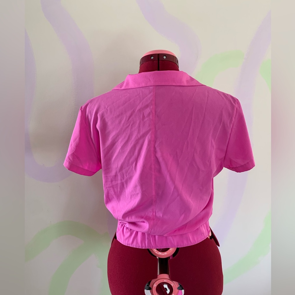 Vintage Handmade Fuchsia Pink Front Tie Blouse - Picture 3 of 3